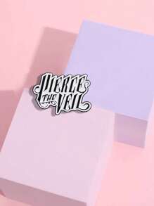 1件创意卡通英文字母形状金属胸针学生儿童胸针聚会日常佩戴送朋友礼物 - 黑與白 - 查看 3