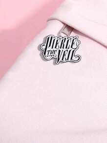 1件创意卡通英文字母形状金属胸针学生儿童胸针聚会日常佩戴送朋友礼物 - 黑與白 - 查看 5