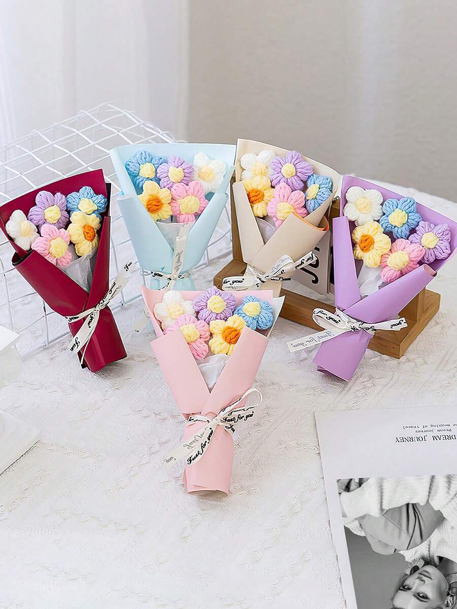 Hand-Woven DIY Flower Bouquet Faux Flowers Home Decor Gift For Party Supplies Mother's Day - Multicolor - View 1