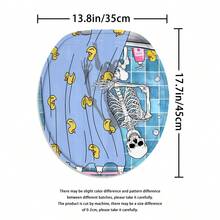 1 Máy Tính Halloween Đầu Lâu Phòng Tắm Rèm Tắm Hoặc Thảm, Đơn Giản In Họa Tiết Chống Nước Màn Tắm Bộ 12 Móc - Nhiều màu - Xem 8