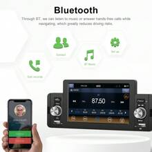 Carplay radio de coche 1 Din con Android Auto sistema manos libres Bluetooth 5 pulgadas con Android/IOS Mirror Link Bluetooth Radio FM USB/AUX/TF Reproductor Multimedia con micrófono cámara de marcha atrás - Negro - Ver 10