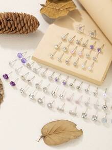 30 par luksusowych szykownych metalowych sztucznych pereł z kryształkami, sercem, motylkowymi kolczykami w kształcie motyli, zestaw upominkowy dla kobiet na Walentynki, mamę, dzień matki, prezent