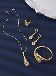 Modernes neues Design Hypoallergener 18k Schmuckset, Damen Party Hochzeit Versammlungs Zirkonia Schmuckset