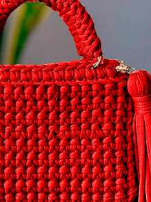 Women's Crochet Tote Bag With Shoulder Strap And Crossbody Chain - 紅色 - 查看 2