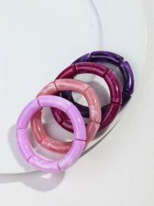 4 piezas/Set pulsera telescópica acrilica flexible y colorida de para uso casual de mujeres