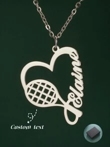 A Stainless Steel Necklace Love Tennis Racket Custom Name Personalized Pendant Necklace Fashion Jewelry Gift For Tennis Lovers For Men And Women