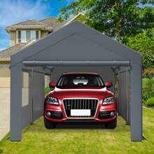 Carport, Heavy Duty Carport UV Resistant Waterproof Carport Canopy All-Season Tarp With Roll-Up Ventilated Windows For Car Boat Party Outdoor Camping - Grey(with side walls) - View 2