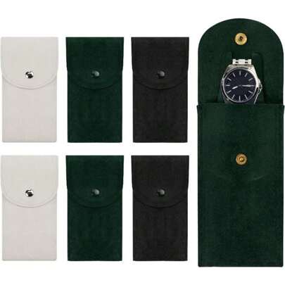 1Pc Portable Flannelette Fabric Watch Pouch Storage Bag, Single Watch Travel Case Organizer For Men And Women