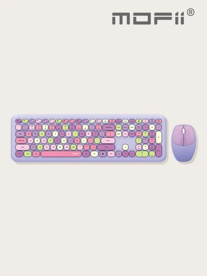  Mofii 666 Wireless Keyboard Mouse Set, Ultra-Thin Round Cute Design, Suitable For Home And Office, Compatible With Most Devices Except  Apple Laptop, And IPad