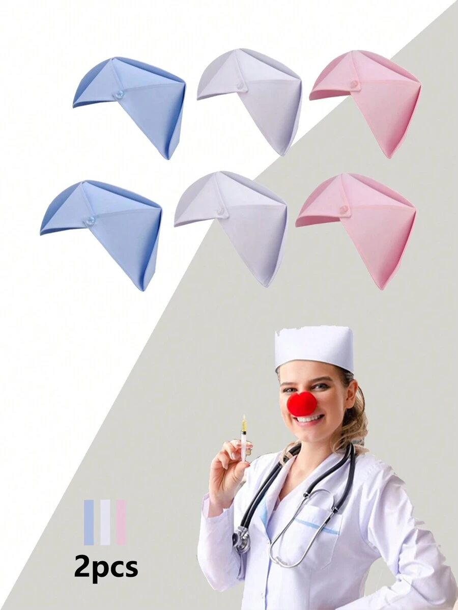 2 件装护士帽白色复古护士帽服装配饰适用于毕业护理派对学校角色扮演帽 - 折疊帽2pcs - 查看 1