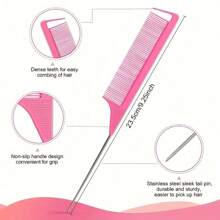 43 Pieces Foam Sponge Hair Rollers Set Soft Sleeping Hair Curlers 0.59 Inch Flexible Hair Styling Sponge Curler And Stainless Steel Rat Tail Comb Pintail Comb - Pink - View 7