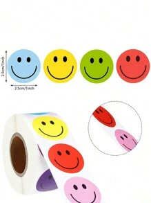 Adesivos autoadesivos com desenho animado fofo e sorriso, 500 peças/rolo, adesivo de incentivo com recompensa, adesivo para selar envelope de presente, adesivo de PVC à prova d'água, material escolar, volta às aulas