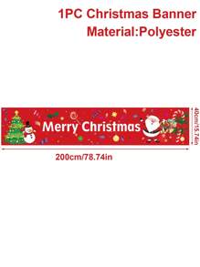 1 件 40*200 厘米圣诞快乐圣诞老人圣诞树雪人麋鹿图案横幅，户外圣诞横幅装饰，圣诞节室内外悬挂装饰圣诞节假期派对装饰用品 - 彩色 - 查看 10