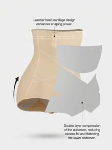 1pc Women High Waist Seamless Body Shaper, Comfortable Tummy Control And Lift Shapewear Bottom - Apricot - View 10