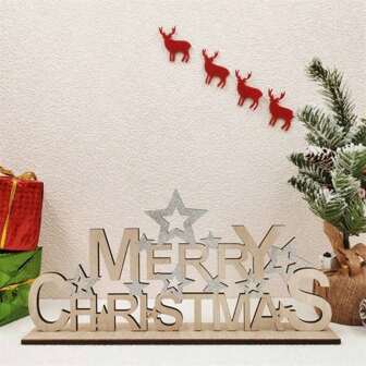 1pc, Wooden Merry Christmas Hanging Sign - Colorful Log Design, DIY Hollow Craft Decoration, English Christmas Ornament, Creative Festive Home Decor, Easy To Assemble, Seasonal Gift Idea,Christmas