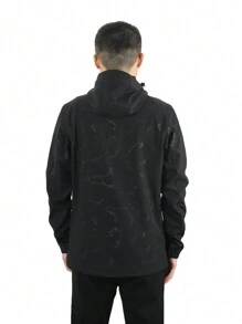 TECTOP Men Waterproof Jackets Wtih Fleece Coat Hooded Camouflage Warm Mountain Windbreaker Raincoat - màu đen - Xem 4