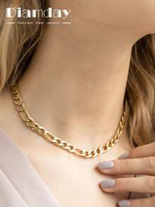 Diamday 1PC Link Chains Necklace Stainless Steel Chain For Women Collar Gift Jewelry Chain Choker 4MM/6MM/8MM - A - Xem 3