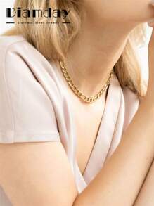 Diamday 1PC Link Chains Necklace Stainless Steel Chain For Women Collar Gift Jewelry Chain Choker 4MM/6MM/8MM - A - Xem 5