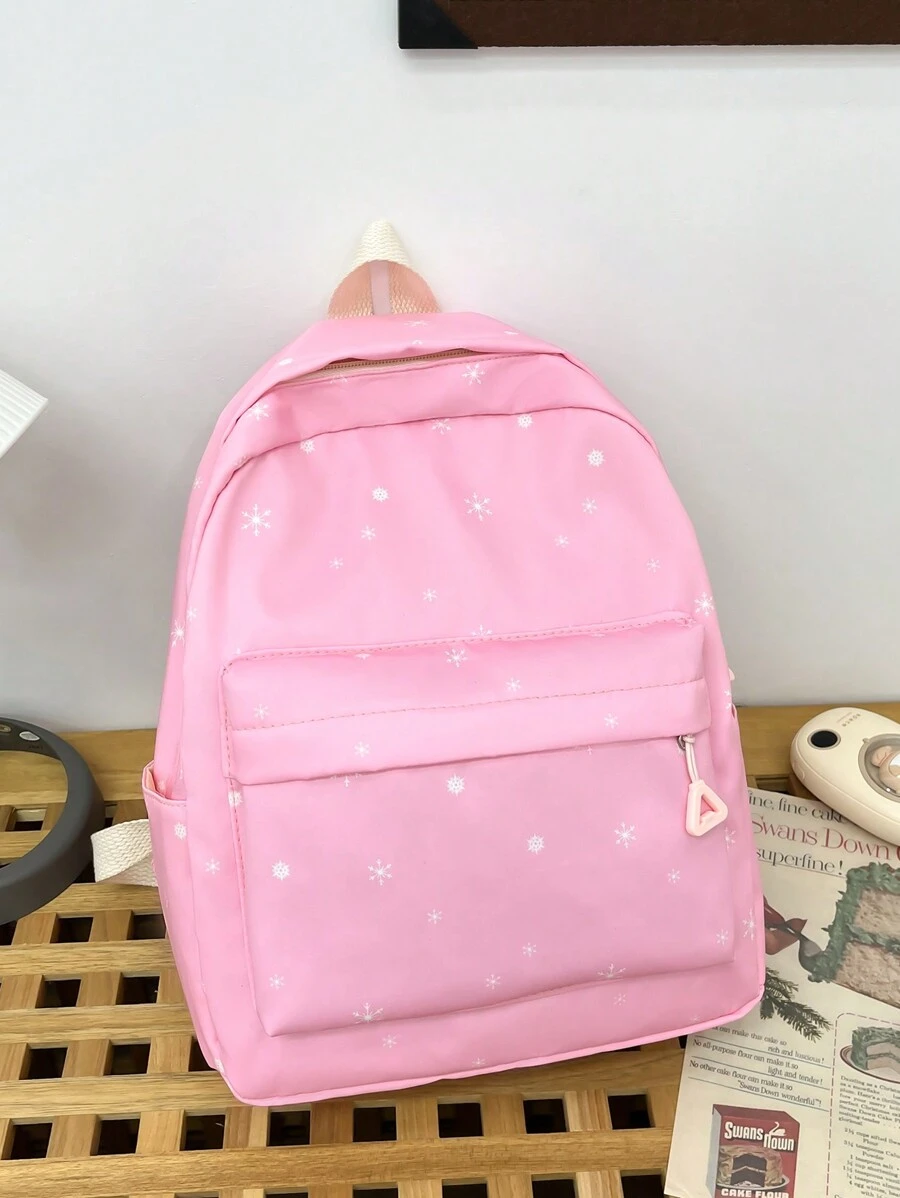 1 件轻便、商务休闲大容量、简约字母印花拼色功能性背包，适合青少年女孩、女士、大学生，非常适合高中、大学、工作、返校，适合青少年女孩、女大学生、新秀和白领工作者，非常适合办公室、大学、工作、商务、通勤、户外、旅行、郊游 - 粉色 - 查看 1