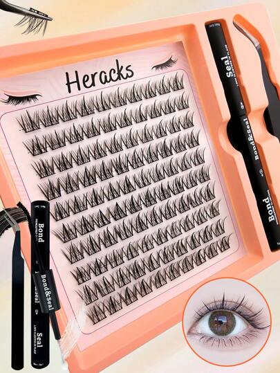 100PCS C Curl Individual Cluster Lashes 8-16mm Mix Segmented Individual False Eyelashes Kit With Lash Bond And Seal Eyelash Tweezers For Cluster Lashes Extensions DIY Spikes Individual Eyelash Extensions