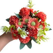 Carnation Bouquet With Artificial Daisy Decoration Arrangements - 橘色 - 查看 2