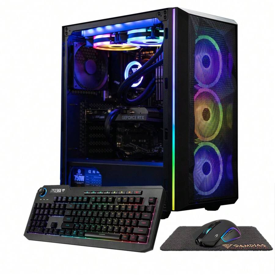 Gigatech Gaming Omega 3 Gaming PC Desktop - Core I5-14600K 14-Cores 20-Threads 5.3GHz Boost Processor, NVIDIA RTX 4070 GPU Graphics Card, DDR4 3200MHz Memory, 1TB PCIe NVMe SSD, RGB, Built-In Wi-Fi, Windows 11, Mouse + Keyboard Bundle - 美規B型插(110-127V) - 查看 1