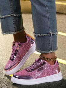 Teens' Shiny Sequin White Leather Casual Sneakers, Simple Style Fashion Forefront Design, Breathable Waterproof Soft Comfortable EVA Outsole Anti-Shock Lightweight Versatile Leisure Shoes For Girl