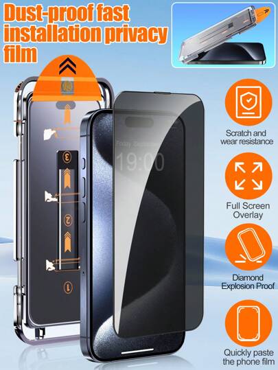 1 Stück 9H gehärtetes Glas Datenschutz Bildschirmschutz, Staubfreie Sofort-Klebung mit Einknopfinstallation, kompatibel mit iPhone 17/17 Pro/17 Pro Max, 16/16 Plus/16 Pro/16 Pro Max, 15/15 Plus/15 Pro/15 Pro Max, 14/14 Pro/14 Pro Max/14 Plus, 13/13 Pro/13 Pro Max, 12/12 Pro/12 Pro Max, 11/11 Pro Max/11 Pro, X/XS/XS Max/XR