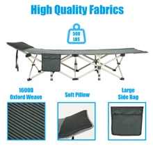 Camping Bed / Camping Cot For Adults, Portable & Foldable Folding Cot Bed With 4" Cozy Mattress, Easy-To-Carry, Heavy Duty Travel Bed For Camp, Tent, Outdoor & Indoor