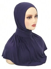 1 buc. Șapcă musulmană simplă cu nasturi pentru femei, culoare solidă, subțire și elastică reglabilă, șapcă hijab sport, potrivită pentru toate anotimpurile