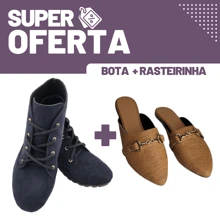 Women's Casual Flat Boot And Mule Kit - 黑色靴子和焦糖穆勒鞋 - 查看 1