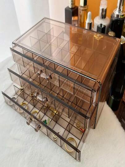 CAIXA ORGANIZADORA DE ACRÍLICO COM 3 GAVETAS.