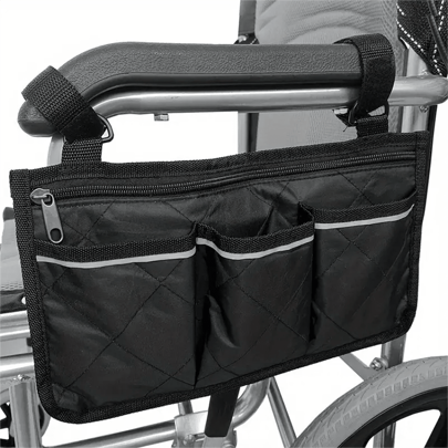 Wheelchair Armrest Side Bag, Multifunctional Pocket Storage Bag With Reflective Stripe For Wheelchair