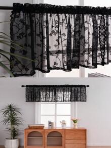 1pc Lace Vine Leaf Sheer Curtain, Suitable For Room, Bedroom, Lightweight Luxury Style, Privacy Voile Curtain, Living Room Window Curtain, Farm House Decor