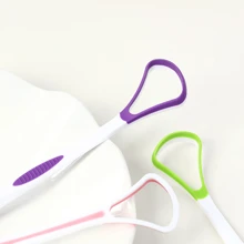 1pc Portable Adult Tongue Scraper, Gently Cleans Tongue Coating For Fresh Breath, Compact & Convenient Design For Home, Office, Travel Use, Unique Curved Shape Fits Tongue Surface, Easy To Clean With One Rinse, Suitable For Daily Oral Care, Use Morning And Night - Pink - View 8