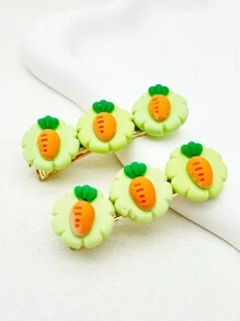 2 件女士粉色兔子抱胡萝卜绿色花边胡萝卜形发夹，全新设计 - 彩色 - 查看 12