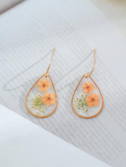 زوج من أقراط تغليف الراتنج بزهرة لا تنسى على شكل قطرة ماء للنساء، للارتداء اليومي، عيد الحب، الأم، عيد الأم، هدية