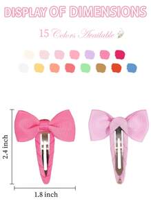 30pcs Snap Hair Clips With Bows Boutique Grosgrain Ribbon 1.8 Inch Hair Bows No Slip Hair Barrettes For Little Girls