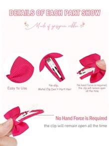 30pcs Snap Hair Clips With Bows Boutique Grosgrain Ribbon 1.8 Inch Hair Bows No Slip Hair Barrettes For Little Girls
