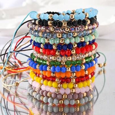 New In Summer Fashion Bracelet Crystal Gold Plated Bead Women Jewelry Handmade Friendship String Jewellery