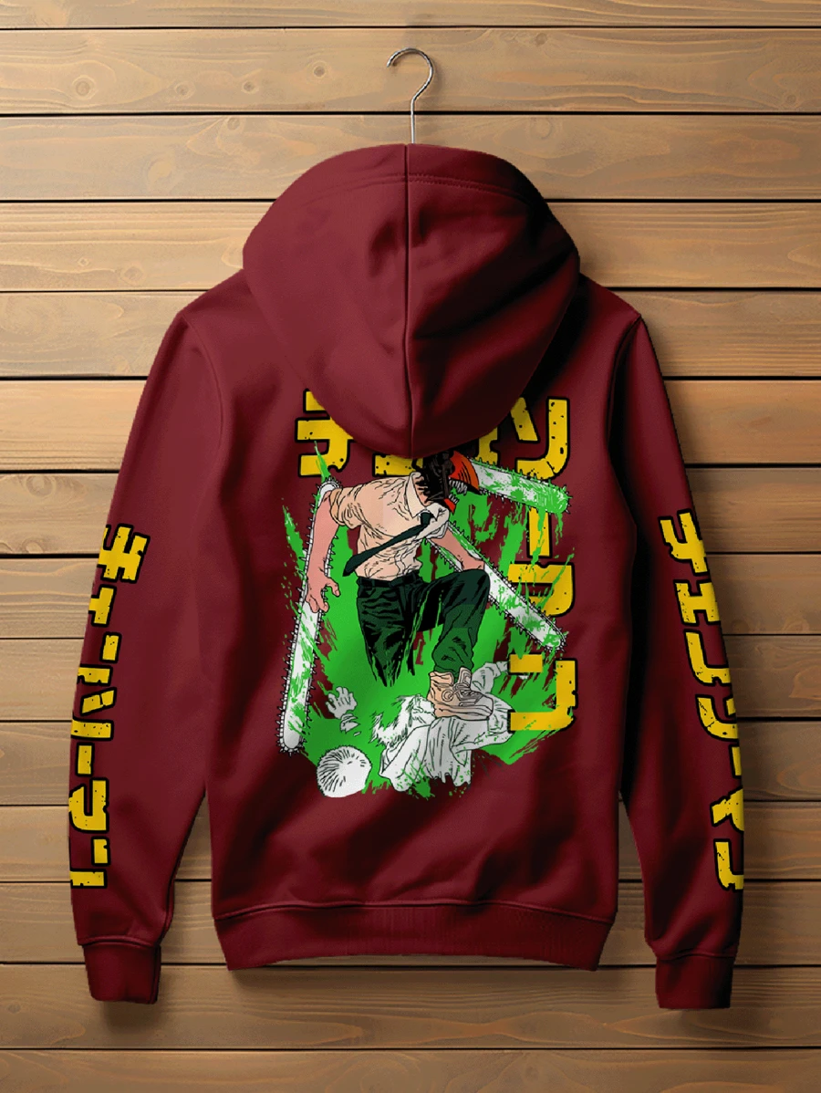 Blouse Moletom Chainsa Man Denji  Anime CANGURU 2359 FLUXOGEEK - Maroon - View 1