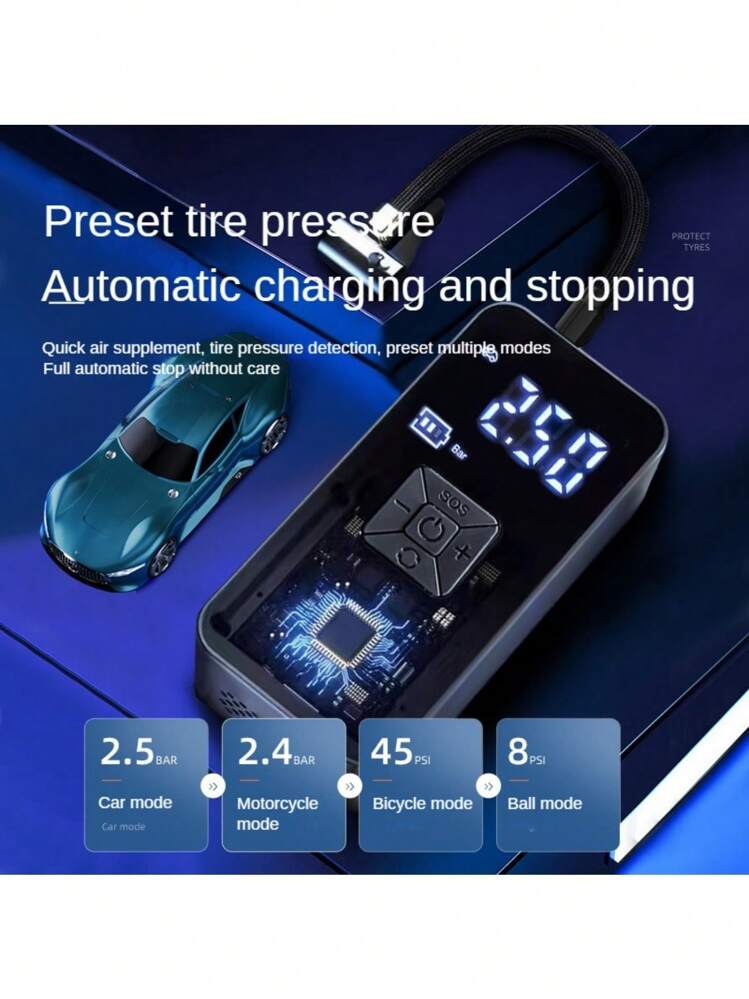 SUITU车载充气泵150PSI便携式无线汽车轮胎充气泵电动轿车大功率充气泵升级款支持充电宝功能 - 黑色 - 查看 5