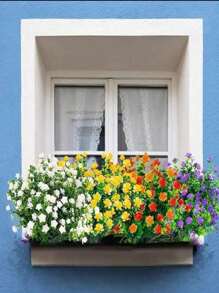 1 Bó hoa giả trang trí chống tia UV Cây mô phỏng cho DIY, Nhà, Vườn, Trang trí tiệc cưới, Giáng sinh - trắng - Xem 6