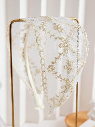 1 st blommig spets och gyllene tråd broderad pannband alla hjärtans dag alla hjärtans dag, hårband, hårbåge pannband håraccessoarer