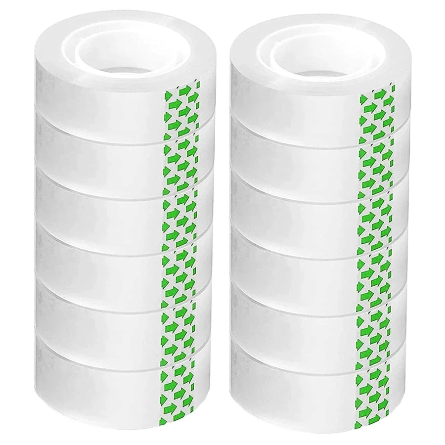 6/12 Cuộn Băng Dính Trong Suốt, Băng Keo Trong Suốt 0.7 Inch X 1102 Inch Dùng Cho Gia Đình, Văn Phòng, Trường Học, Cửa Hàng Gói Quà - Trong sáng - Xem 1