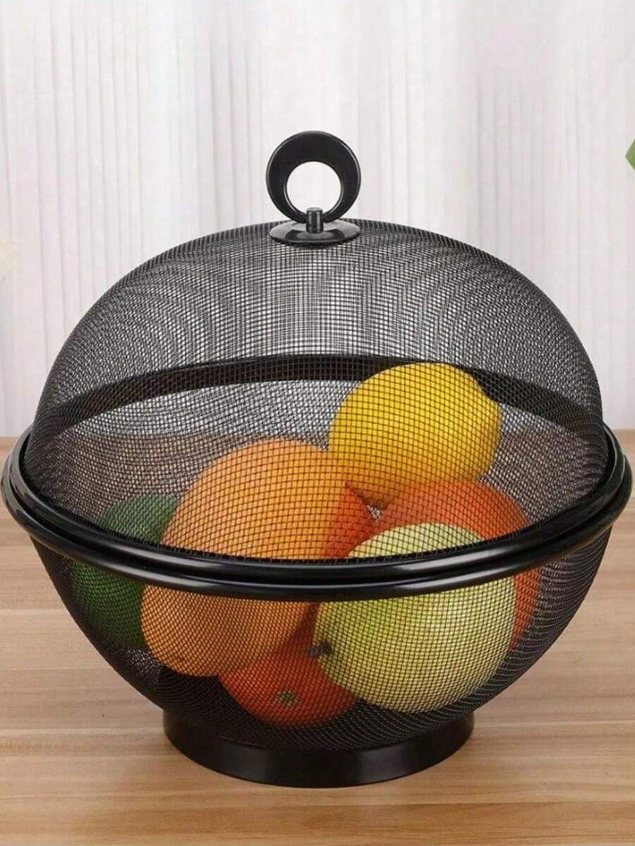 1 件装厨房用具圆形带盖水果盘沥水篮，网状食物盖，户外网状食物保护罩，可重复使用的野餐食物盖，适用于户外露营派对，适用于蔬菜和水果 - 彩色 - 查看 1
