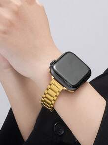 1 pieza Pulsera de reloj de acero inoxidable delgada con triple cuenta, compatible con Apple Watch de 38mm/40mm/41mm/42mm/44mm/45mm/49mm, compatible con Apple Watch Series Ultra/SE/S9/8/7/6/5/4/3/2/1, unisex, incluye herramienta de ajuste