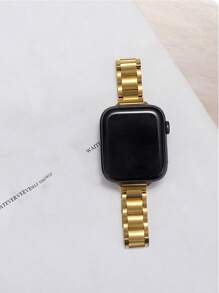 1 pieza Pulsera de reloj de acero inoxidable delgada con triple cuenta, compatible con Apple Watch de 38mm/40mm/41mm/42mm/44mm/45mm/49mm, compatible con Apple Watch Series Ultra/SE/S9/8/7/6/5/4/3/2/1, unisex, incluye herramienta de ajuste