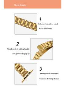 1 pieza Pulsera de reloj de acero inoxidable delgada con triple cuenta, compatible con Apple Watch de 38mm/40mm/41mm/42mm/44mm/45mm/49mm, compatible con Apple Watch Series Ultra/SE/S9/8/7/6/5/4/3/2/1, unisex, incluye herramienta de ajuste