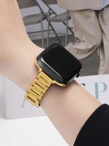 1 pieza Pulsera de reloj de acero inoxidable delgada con triple cuenta, compatible con Apple Watch de 38mm/40mm/41mm/42mm/44mm/45mm/49mm, compatible con Apple Watch Series Ultra/SE/S9/8/7/6/5/4/3/2/1, unisex, incluye herramienta de ajuste